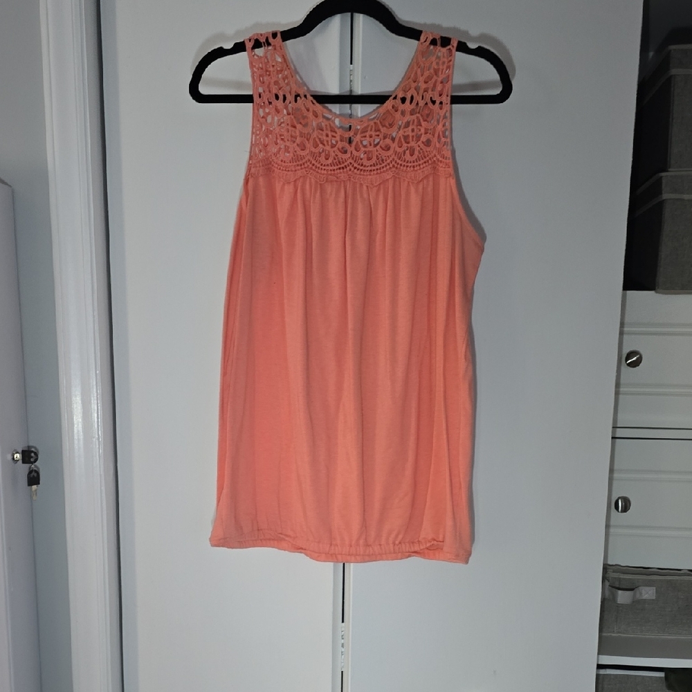 Maurices Coral Sleeveless Crochet Tank Top